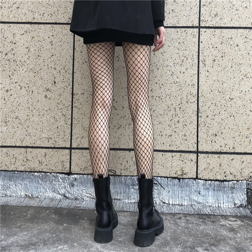 JIOESC Sexy Hot Girl Black Silk Fishnet Stockings Women's JK Socks Summer Thin Black Stockings Anti-Snatch Sentimental Pantyhose Black Large Mesh 1 Piece One Size