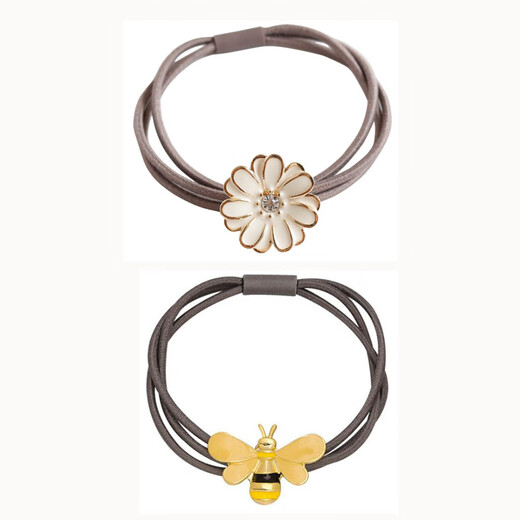Jay Weiyi high ponytail hair rope colorful braided hair band headband for women 2024 new high-end and high-end hair band high elasticity BH-FQ40 bee + flower 2-piece set
