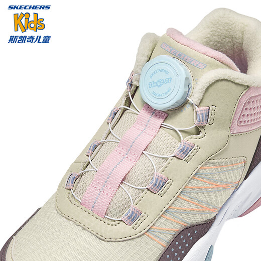 Skechers children's autumn and winter knob two cotton shoes plus velvet warm anti-slip girls fashion sports cotton shoes 303499L
