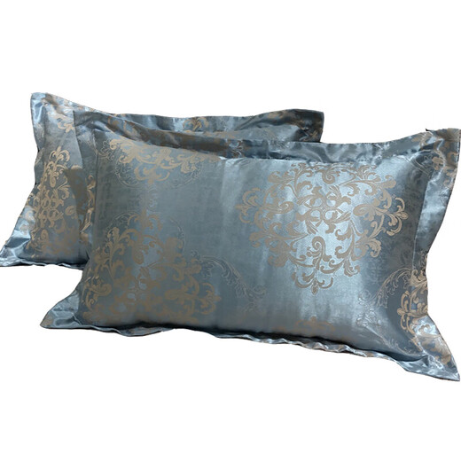 棉贡缎提花枕套欧式枕芯套单人乳胶枕头套婚庆一对高支高密 比伦风情(乌兰)精密提花1对 48cmX74cm