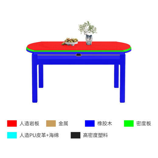 Mingfu Shizhen Esstisch, Haushalt verdickte Felsplatten-Esstisch und Stuhlkombination einziehbarer Massivholz Esstisch Quadrat und runde Dual-Nutzungstisch 690#