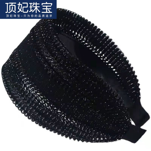DING FEI middle-aged and elderly headbands, wide-brimmed, simple, toothed, non-slip hairpins, temperament, hollow hairbands to cover gray hair and broken hair, women's black-leaf pattern headbands A27-109