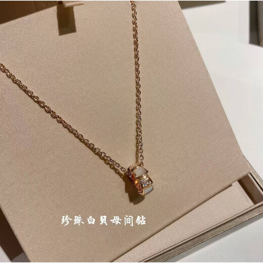 Vickisarge18K rose gold-plated color gold snake bone clavicle necklace white mother-of-pearl moissanite personalized snake-shaped diamond pendant for women Shirakawa mother-of-pearl