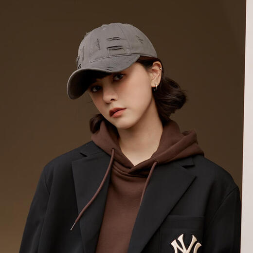 Wine style senior fashion brand ripped solid color baseball cap for girls fashion street style soft top hat gray wide brim peaked cap for men gray one size fits all 55-61cm adjustable