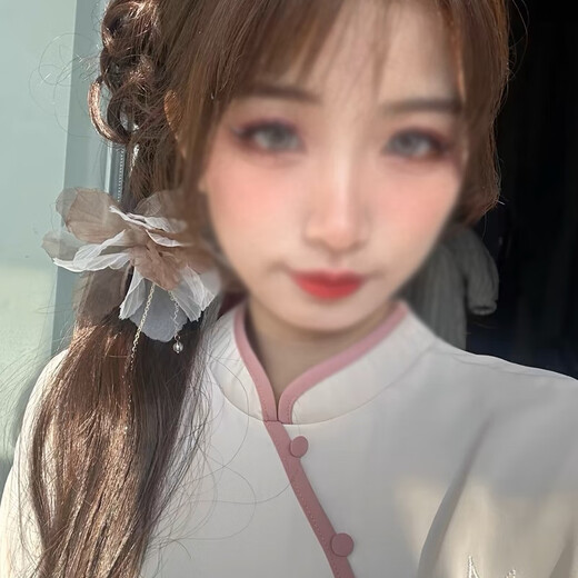 Meng Keduo New Chinese Flower Ancient Style Hairpin Women's Tassel Hair Fork Chinese Style Hanfu Headdress Step-Shaking Hair Accessories Hairpin Hairpin Champagne Color 1