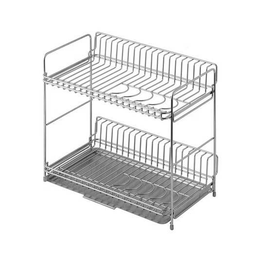 MUJI stainless steel double-layer drain basket kitchen rack bowl rack countertop dish rack sink storage rack
