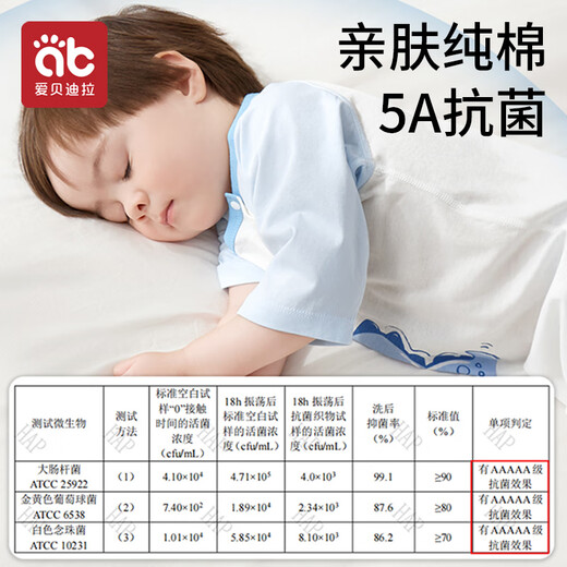 
Aibedira baby sleeping bag summer quarter sleeve pure cotton thin children's one-piece pajamas baby air-conditioned room home clothing size 90 blue