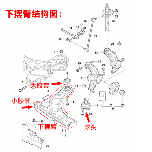 FAFEIER卡罗拉花冠凯美瑞汉兰达RAV4荣放威驰雷凌雅力士下摆臂三 9905亚洲龙 摆臂不带球头