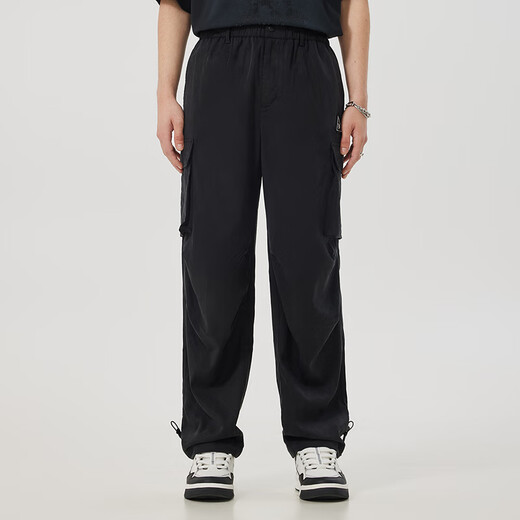 CARBEEN (CABBEEN) [Leicht und leichte Lakele] Lose Casual Hosen für Männer 2024 Sommermarke Brand Fuß Schwarze Hose Kohleschwarz 01 L /175/50