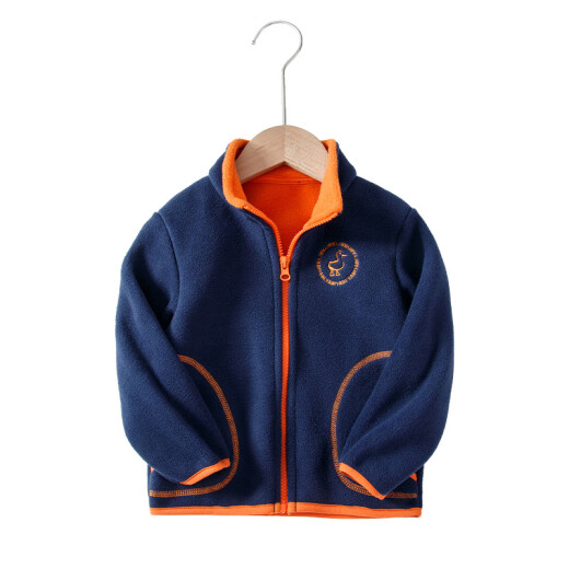 Radinka2023 autumn and winter new children's polar fleece jackets for men and women, small and medium-sized children's fleece tops hooded jackets JQF Town-Polar Fleece) Stand-Peacock Blue 120cm