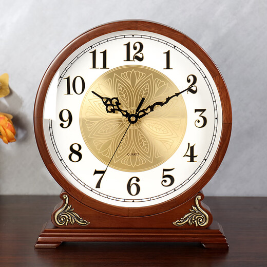 Hanshi (Hense) solid wood table clock living room Chinese style table clock table display clock ornaments clock HD251 oak metal pattern plate