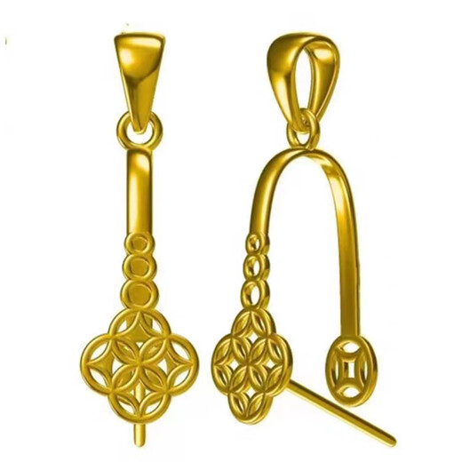 Fat Donglai's same style Ping An discount head 18k gold 18K gold buckle copper coin jade gold pendant clip buckle gold platinum rose 18K gold pure gold 1 thickened large size one