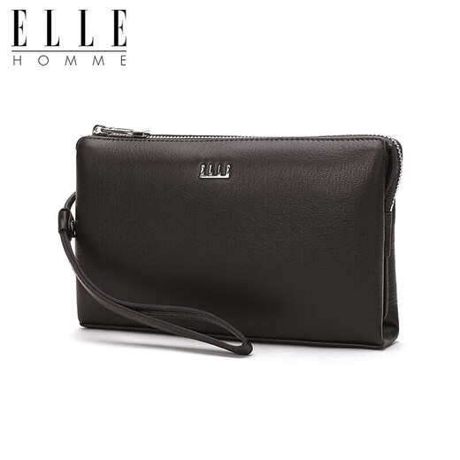 Bolso de hombres de Elle Homme, billetera de cuero de ciervo de capa superior, bolso de embrague de gran capacidad, bolso para hombres de moda 05451 regalo de cumpleaños marrón oscuro para novio