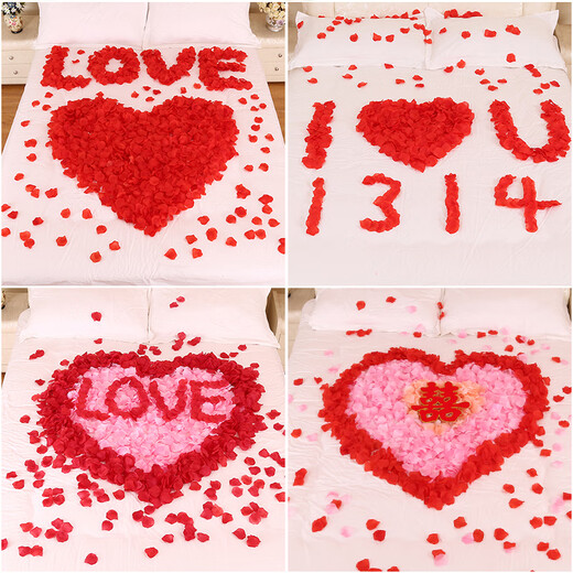 Valentine's Day atmosphere layout, simulated petals, roses, proposal, marriage confession, birthday decoration, romantic wedding, newlywed room, blue petals/120 pieces