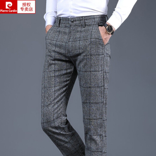Pier Cardin Houndstooth Summer delgado Pantalones casuales de hombres rectos