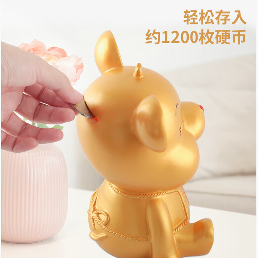 维诺亚生肖老鼠存钱罐创意可爱卡通小老鼠儿童储蓄罐储钱罐家居摆件礼物 金色米鼠(平安)
