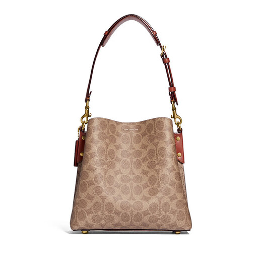 蔻驰（COACH）女包 Willow 22经典LOGO印花水桶包手提斜挎单肩包 棕色C3890B4NQ4