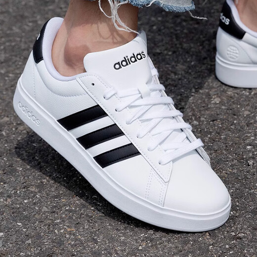 Adidas official ship store men's shoes, new summer three-stripe board shoes, leather sports shoes, wear-resistant casual shoes, men's 9195-white-mainly recommended style 41