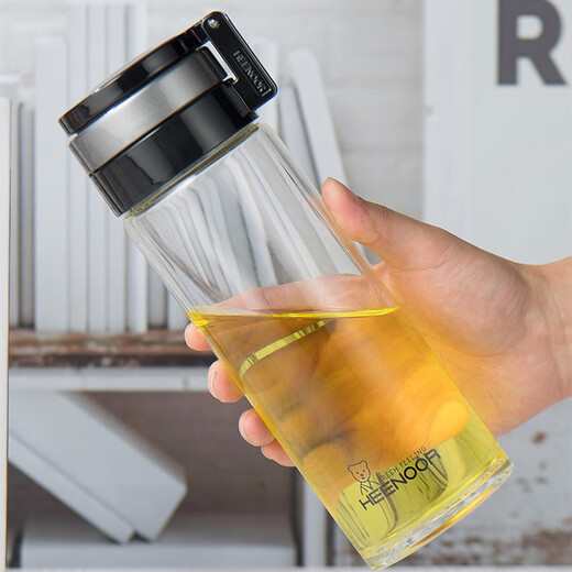Sino Glass Cup Einschichtiger verdickter Herrenwasserbecher Wärme-resistenter transparenter Tee Tasse Frauen große Kapazität Tasse 695 ml schwarze Seilbecherabdeckung Glas 60 60