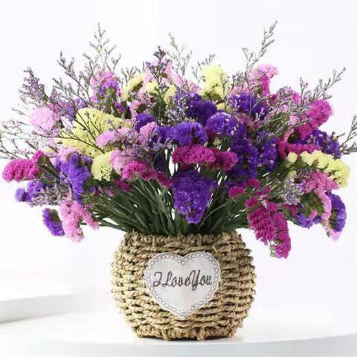 AIMAN Yunnan Flowers Dried Flower Bouquet Forget-Me-Not Lover Grass Combination Starry Living Room Real Flowers Flower Arrangement Home Furnishings Purple Pink Yellow Red + Grass + Crystal About 30 pcs