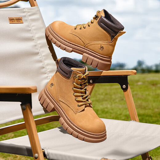 骆驼（CAMEL）大黄靴女都市户外四季可穿工装靴秋马丁靴 L23W307016 黄棕 37