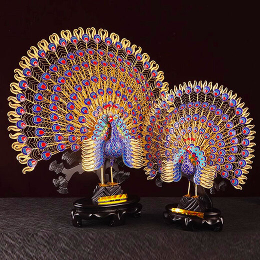 Bertha Denton Cloisonne Peacock Open Screen Ornament Cloisonné Emaille Home Crafts Hochzeit Geschenke Wohnzimmer Dekoration 50 cm