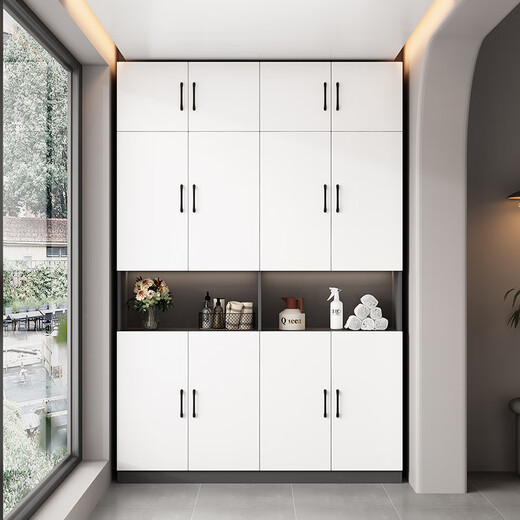 White taro balcony storage cabinet storage household large-capacity storage cabinet sun protection storage cabinet wall-mounted storage cabinet shoe cabinet custom-made two doors high 180 wide 60 deep 40 (installation included) Hollow style