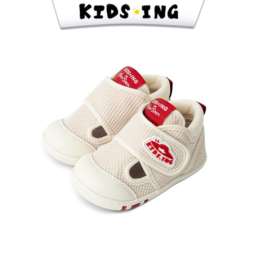 kids.ing toddler shoes 1-2 years old spring and autumn new baby boys and girls shoes Feimao mesh non-slip soft sole breathable Beige-Flying Chest Mark (summer style) 18 Suitable for foot length 11.5-12.0cm