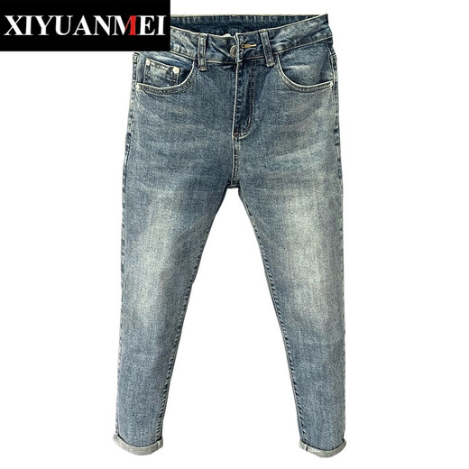 Nishihara Mei Jeans de style coréen masculin Summer Summer Simple WashEd Old Casual Slim Feet Nine Part Men Yd-3882 Bleu clair 31 tailles adaptées à 125 à 135 Jin [Jin est égal à 0,5 kg]
