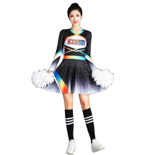 逅枫新款健美操啦啦操表演服装演出服健美赛服中小学啦啦操服 6913#女 XL