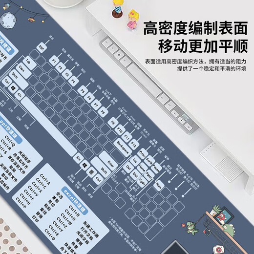 Three-color cat mouse pad shortcut keys for extra large office desk pad for men and women excel cute cartoon notes 6629CAD shortcut keys 90 cm x 40 cm x 4 mm
