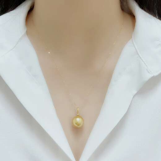 Xuanxian basic gold pearl South Sea sea gold bead pendant Philippine thick gold gold bead necklace 9-10mm bright and flawless