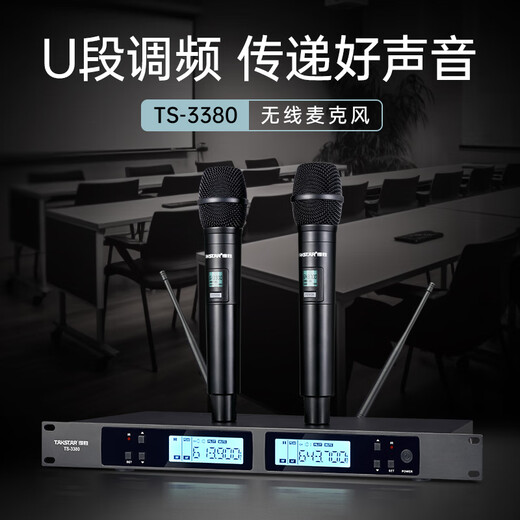 得胜（TAKSTAR）TS-3380无线麦克风一拖二 家庭ktv专业k歌手持会议主持舞台演出 黑色