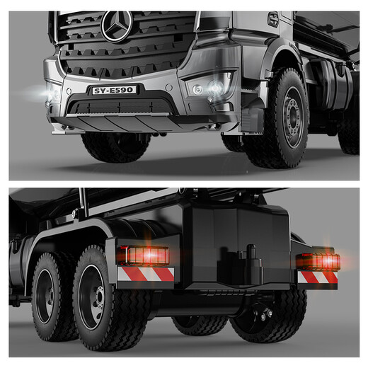 Doppeladlerlegierung Mercedes-Benz Fernbedienungssteuerung Mulden-LKW-Spielzeug Große Elektro-Elektro-Vierrad-Kipper Simulationsschall und leichte Ingenieurfahrzeug großer Anteil schwerer Doppel-LKW-Transportwagen Kindergeschenk Mercedes-Benz Dual-Modus Fernbedienung Legierung Leichtmetallkipper