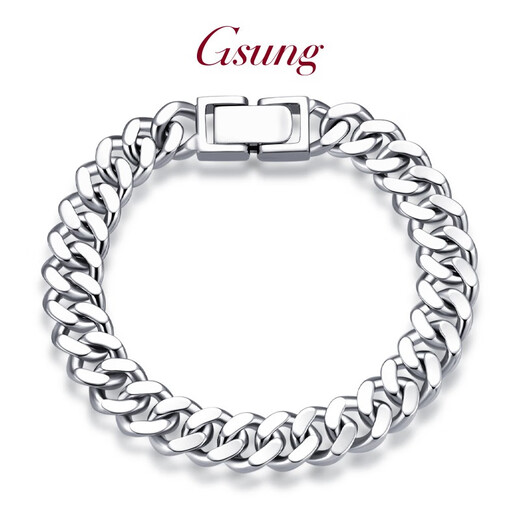 GsunG Platinum Bracelet Men's PT950 Solid Horsewhip Tank Bracelet Atmospheric Platinum Men's and Women's Cuban Bracelet Clasp Customized Products Contact Customer Service