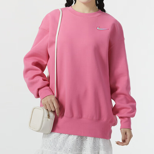Sweat-shirt féminin Nike, Nouvelle inspiration à la mode et à la mode pour l'automne et l'hiver, confortable et décontracté, polyvalent du cou rond, FZ6537-684 / Pink S