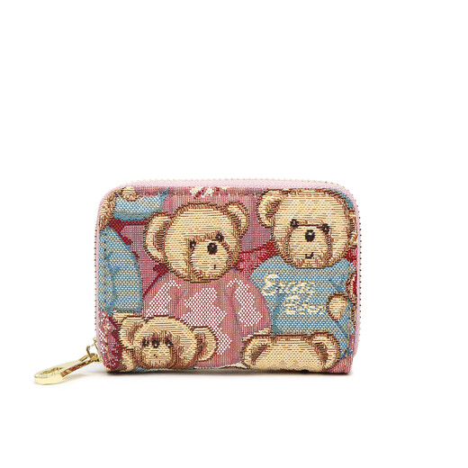 Little bear attachment card bag for women with multiple cards, ultra-thin, large capacity, cute, high-end, small card bag for women to give to their wife and girlfriend
