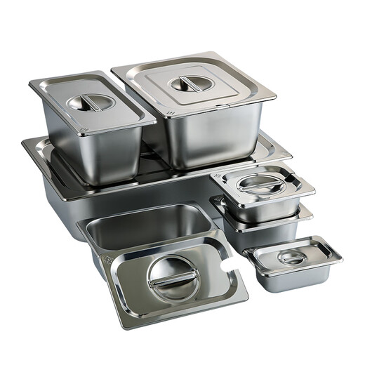 Shuangjunma 201 stainless steel serving basin buffet stove dinner plate Buffy stove liner dinner basin rectangular food basin 1/3