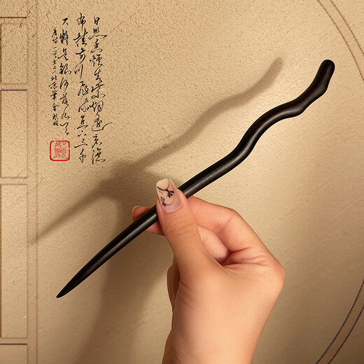 Morning Star New Chinese style ebony hairpin for women, high-end, antique-style ball on the back of the head, hairpin, Hanfu hair accessory, ebony dragon horn