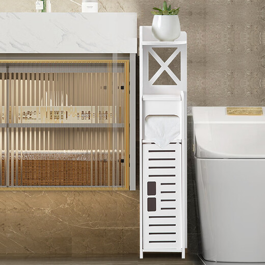 
Aojiezhuo bathroom storage cabinet bathroom clamping cabinet toilet toilet side cabinet narrow cabinet tissue box waterproof 15/17cm 17060 corner white [width 16.2*deep 17*height 76