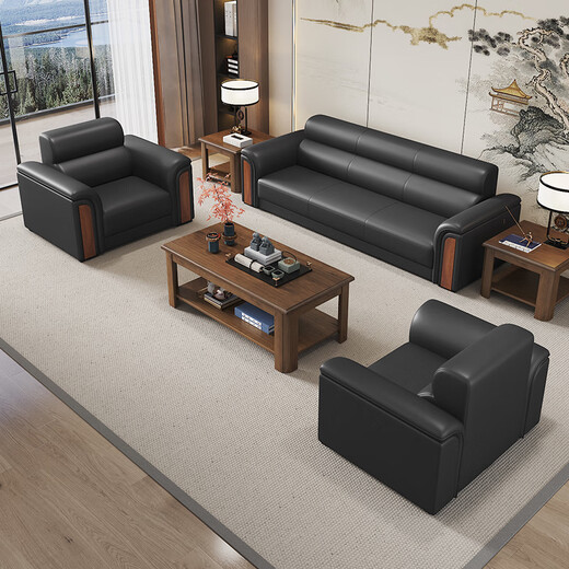 Junyu office sofa simple modern business reception room reception single three-person office coffee table combination set three-person