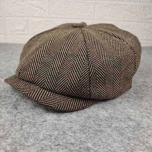 Mo Zilan painter hat men beret ins octagonal hat blood gangster hat razor party newspaper boy autumn and winter woolen bud hat black stripes medium size M/L56-58cm
