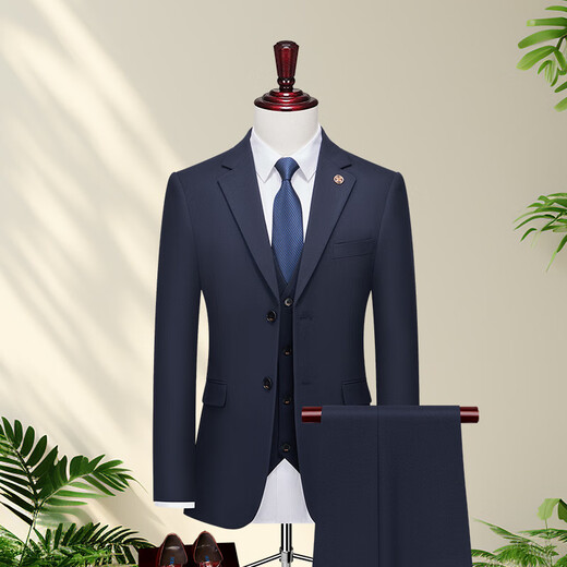 DVHNMK Luxury Brand Herrenanzuganzug Anzug Hersteller formelles Wege Business Casual Wedding Kleid Single Row Zwei-Pin-Anzug Schwarz (Anzug + Weste + Hosen) [Spot Speed] 3xl (Empfohlen 145-158jin [Jin gleich 0,5 kg]) [Spot Speed]