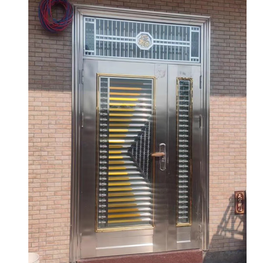 JRB家瑞堡304不锈钢防盗门大门双开门乡村安全门白钢门家用单门楼宇子母门 子母门款式1