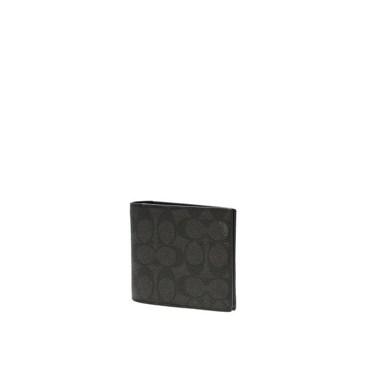 Coach Wallet Herren Short Wallet Card Clip Keychain Geschenkbox Schwarz und Grau CW344QBMI5