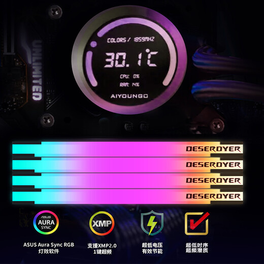DESEROYER Gaming Memory Bar, Unlocked Voltage, Low Timing Gaming Experience, Explore Overclocking, DDR4 RGB Light Bar, Optional without Light Bar, Battleship TUY 16GX2 Set, 3600 C18 Lamp, Original Hynix Factory