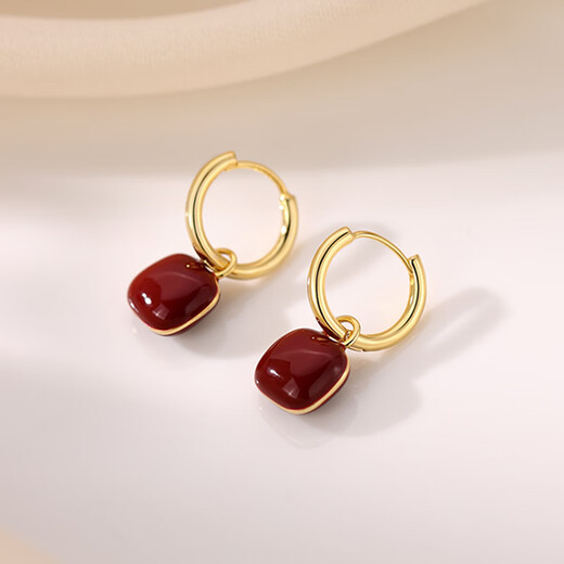 YIZUN. CHOMEL 999 Pure Silver Red Earrings for Women 2025 New Year Niche New Year Premium Earrings Zodiac Year Earrings Gift for Wife 999 Pure Silver Needle Earrings