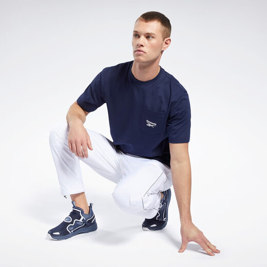 Reebok Couples с твердым цветом повседневной базовой круглой шеи классическая спортивная футболка с короткими рукавами Ft7373.