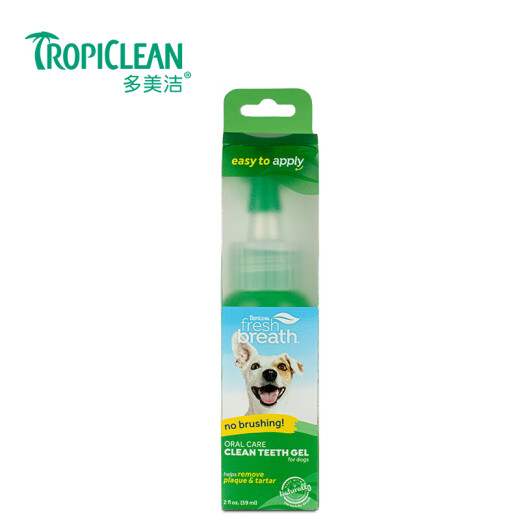 Imported from the United States, Tropiclean pet adult dog tooth cleaning gel (vanilla mint) 59ml dog toothpaste cleans teeth without a toothbrush.