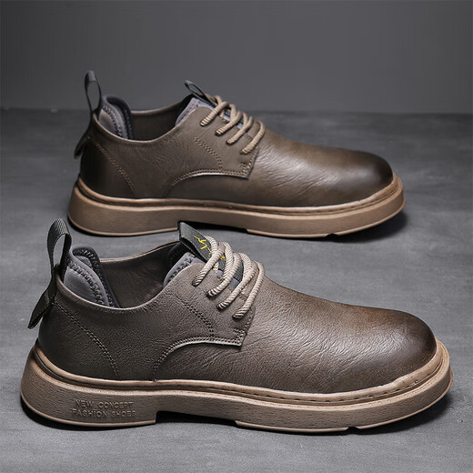 Camel Martin Boots Hombres Low Top 2024 Zapatos de primavera y otoño zapatos de cuero casual para hombres Zapatos de martin británicos zapatos para hombres Autumn Brown 38 Sports Shoes tamaño